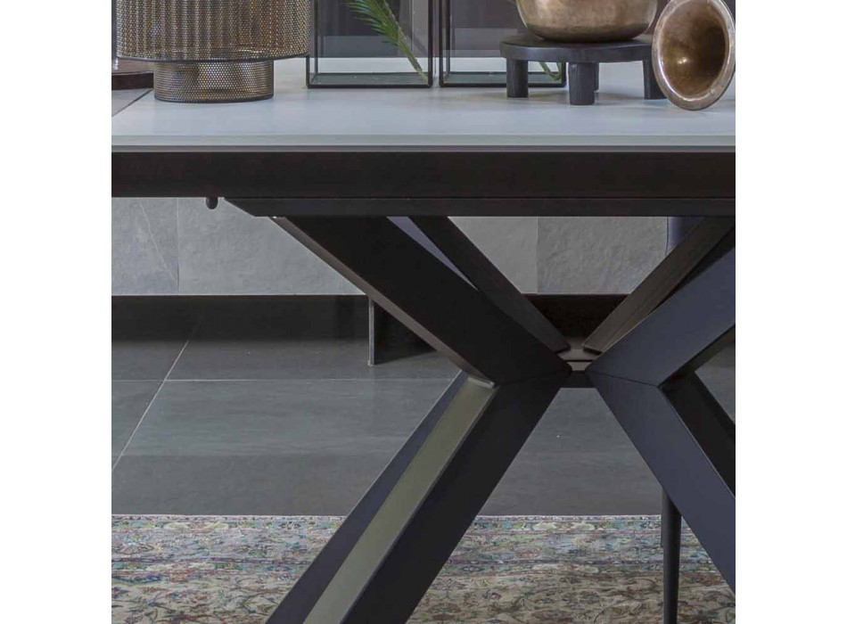 Mesa de Jantar Extensível a 2,8 m em Pernas de Cerâmica e Metal - Paoluccio Viadurini