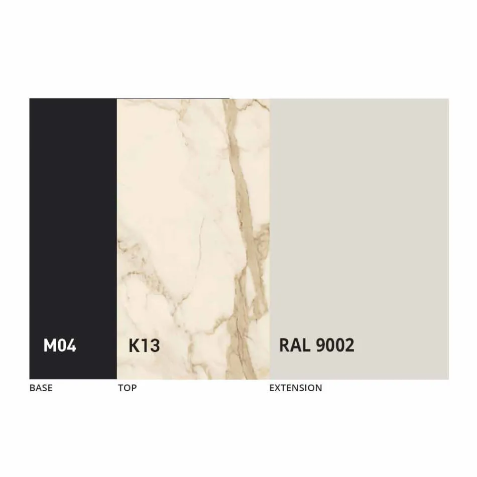 Mesa de Jantar Extensível a 2,8 m em Pernas de Cerâmica e Metal - Paoluccio Viadurini