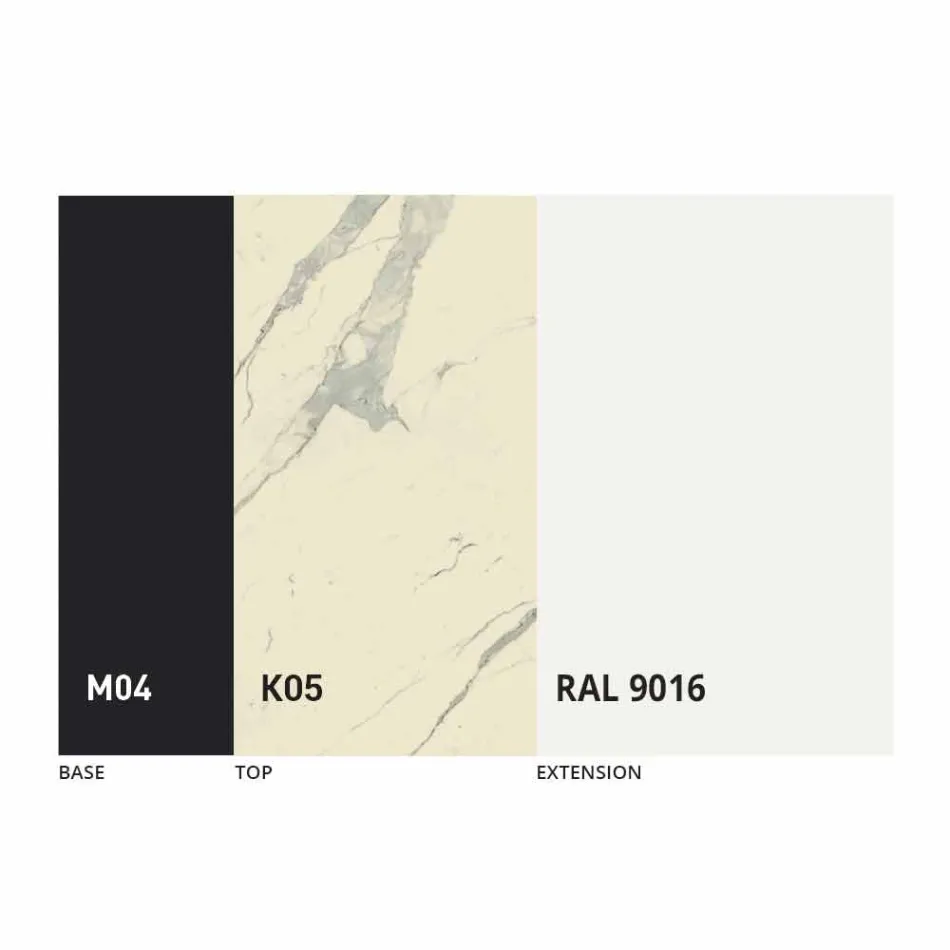 Mesa de Jantar Extensível a 2,8 m em Pernas de Cerâmica e Metal - Paoluccio Viadurini