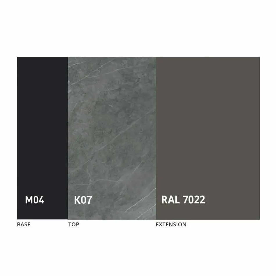 Mesa de Jantar Extensível a 2,8 m em Pernas de Cerâmica e Metal - Paoluccio Viadurini