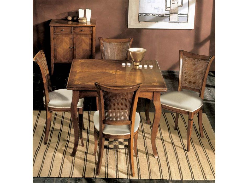 Mesa extensível até 200 cm com 4 cadeiras em madeira Bassano Made in Italy - Âmbar Viadurini