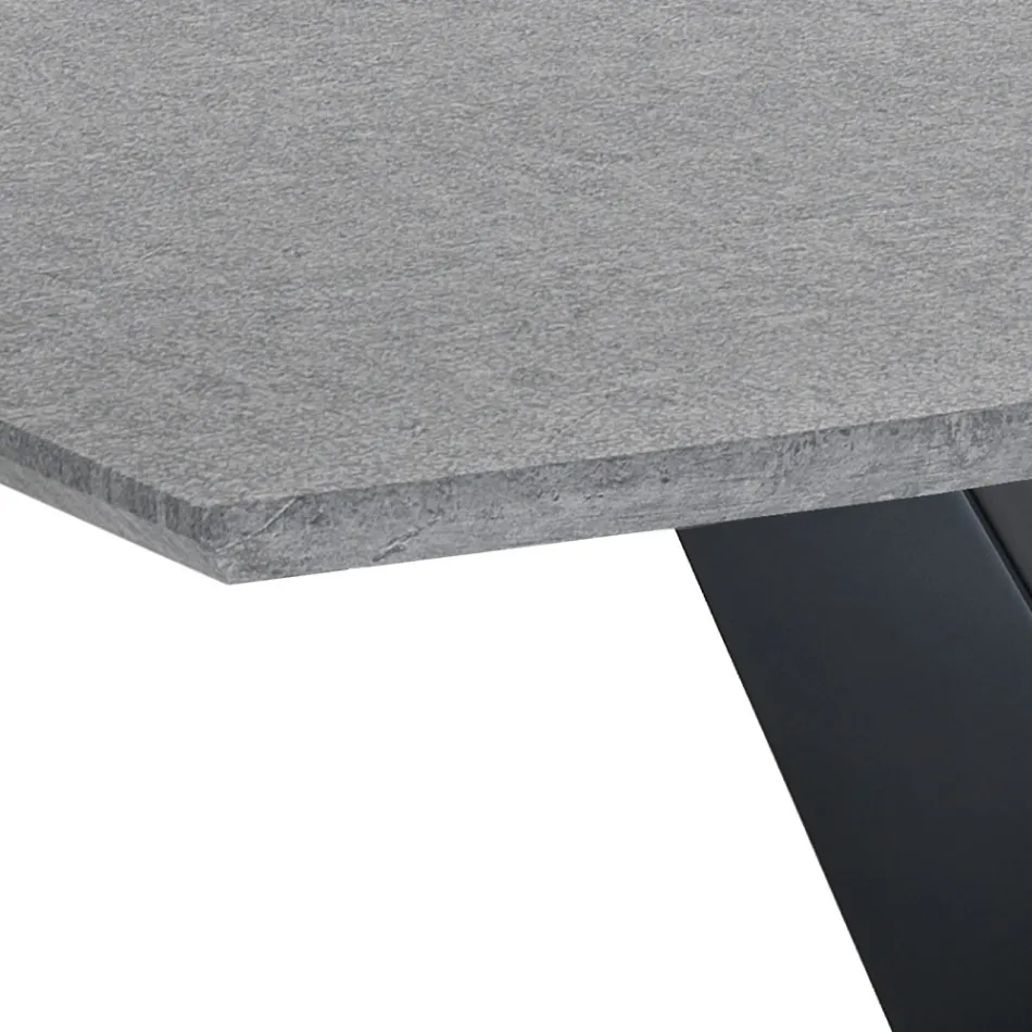 Mesa extensível até 200 cm em MDF Cimento - Holmium Viadurini