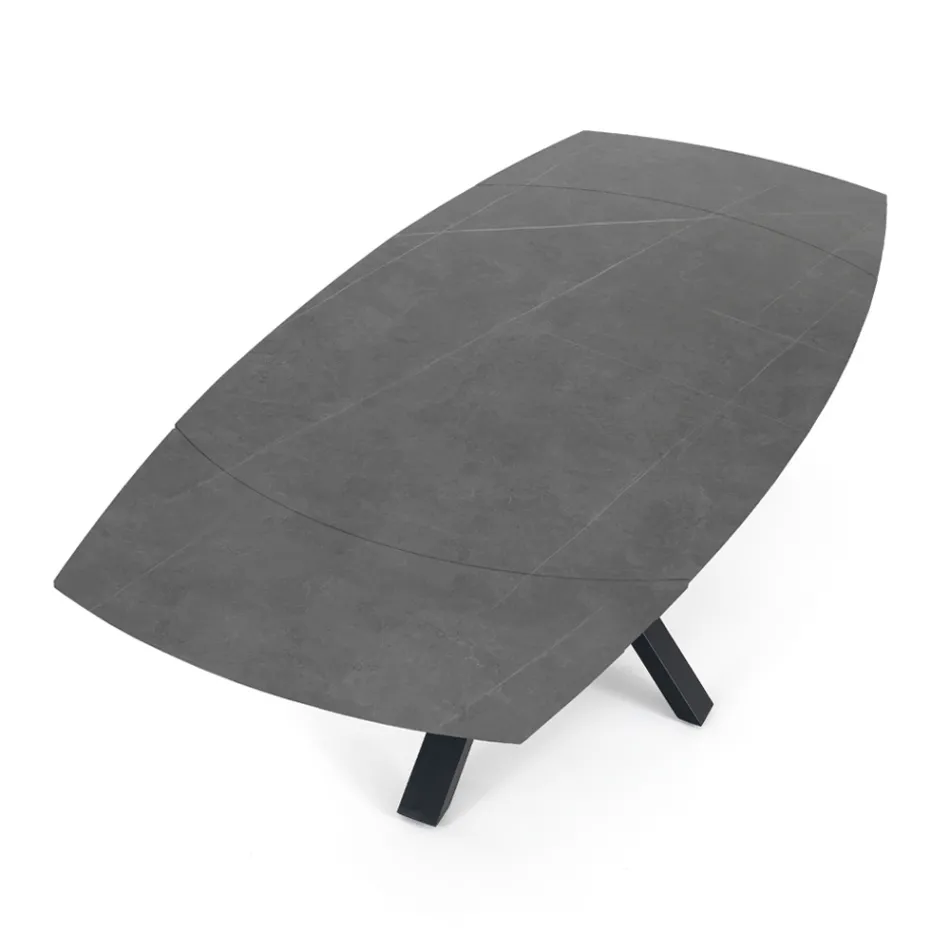 Mesa extensível até 210 cm em aço e cerâmica - Bavosa Viadurini