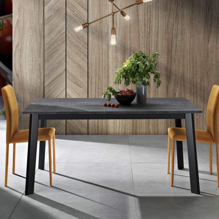Mesa Extensível até 220 cm com Base em Faia Grafite Made in Italy - Toles Viadurini
