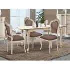 Mesa Extensível até 220 cm em Madeira Branca e Dourada Made in Italy - Luxo Viadurini