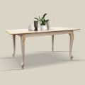 Mesa Extensível até 220 cm em Madeira Branca e Dourada Made in Italy - Luxo