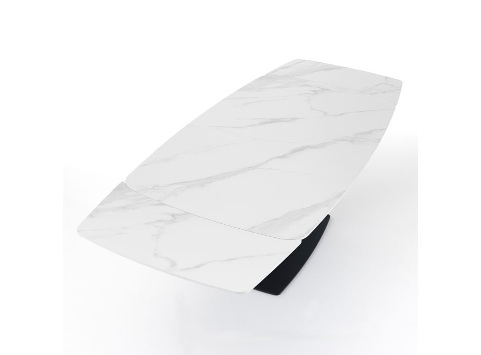 Mesa extensível até 230 cm com tampo em acabamento mármore - Batofilo Viadurini