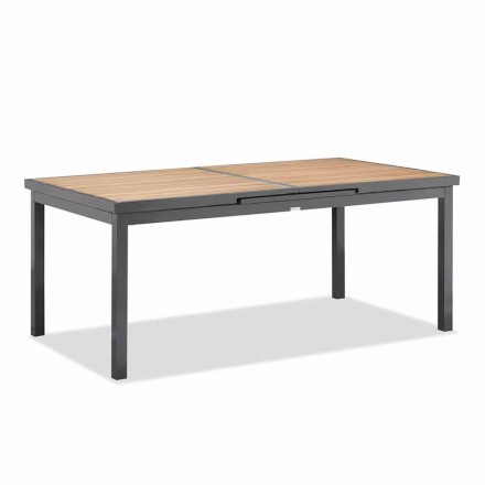 Extensível até 240 cm de mesa externa em Alumínio e Tampo de Teca - Bilel Viadurini