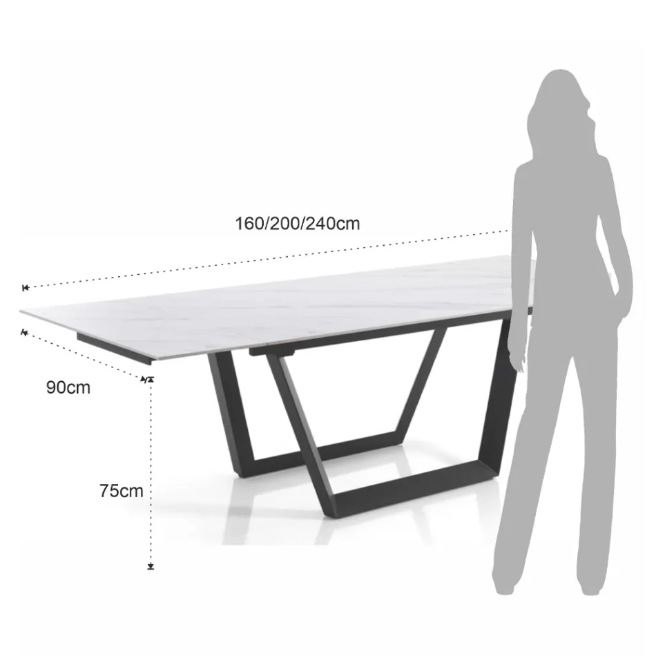 Mesa Extensível até 240 cm em Aço Cinza - Bonito Viadurini
