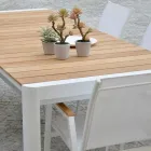 Mesa extensível 240 cm em alumínio branco e tampo em teca - Diário Viadurini