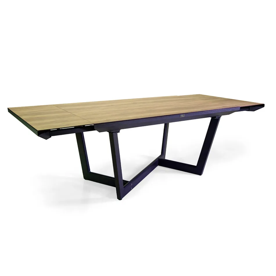 Mesa extensível 240 cm em alumínio com tampo HPL - Righello Viadurini