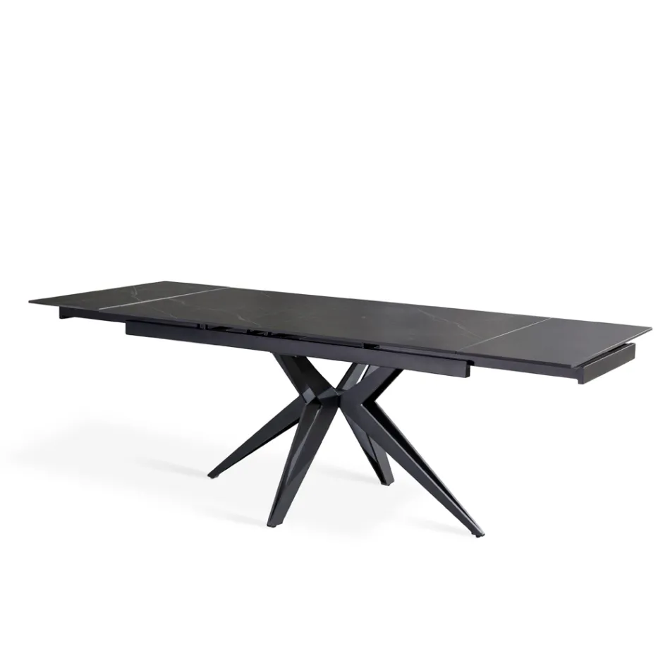 Mesa extensível até 240 cm em cerâmica e base metálica - Bouquet Viadurini