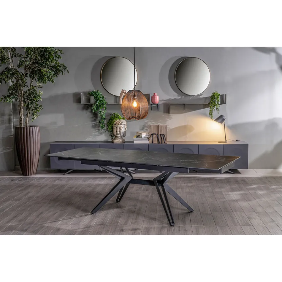 Mesa extensível até 240 cm em cerâmica e metal - Bouquet Viadurini