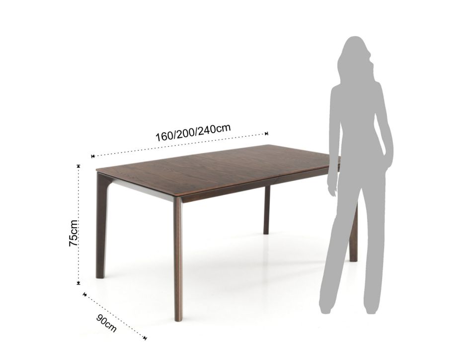 Mesa extensível até 240 cm em madeira com tampo em MDF - Rutênio Viadurini