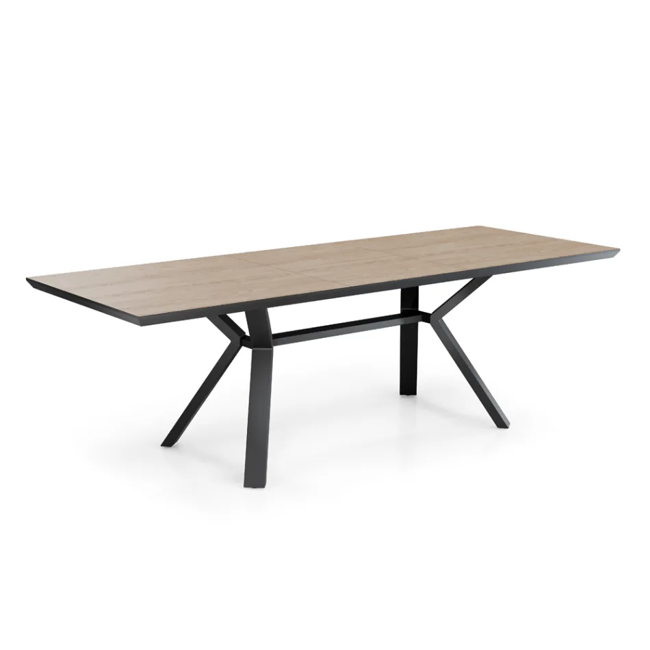Mesa Extensível até 240 cm em Metal Preto e MDF - Donzella Viadurini