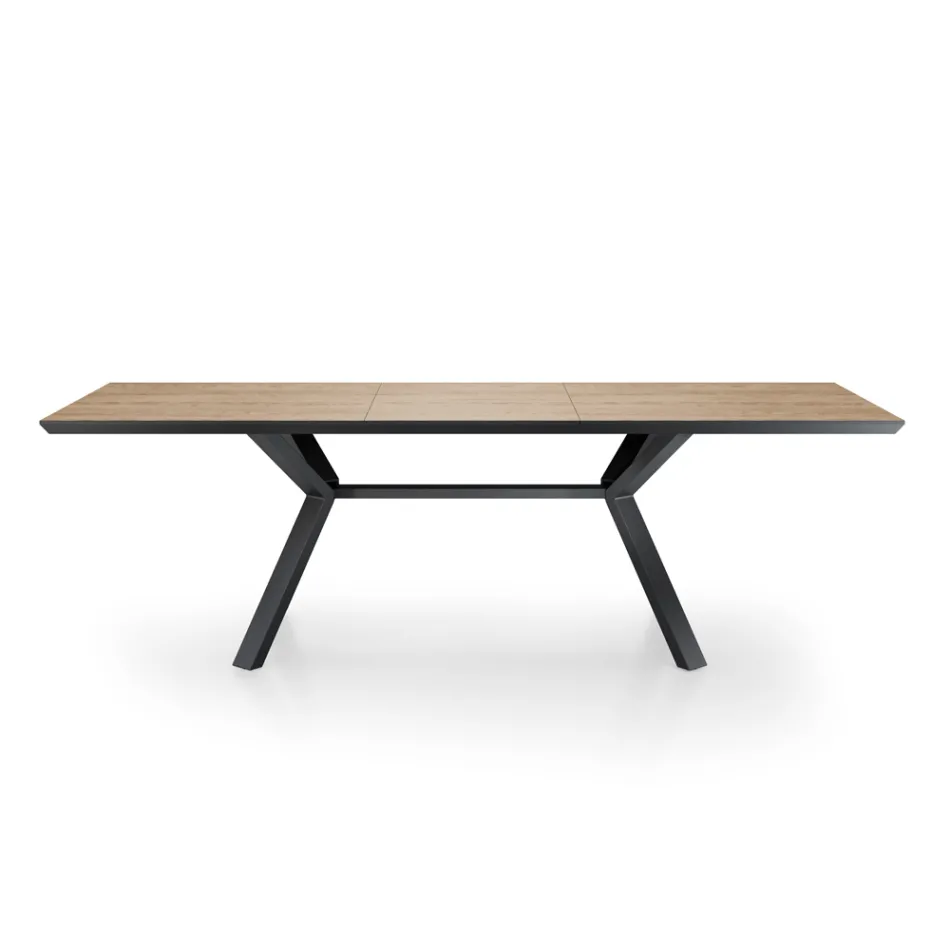 Mesa Extensível até 240 cm em Metal Preto e MDF - Donzella Viadurini
