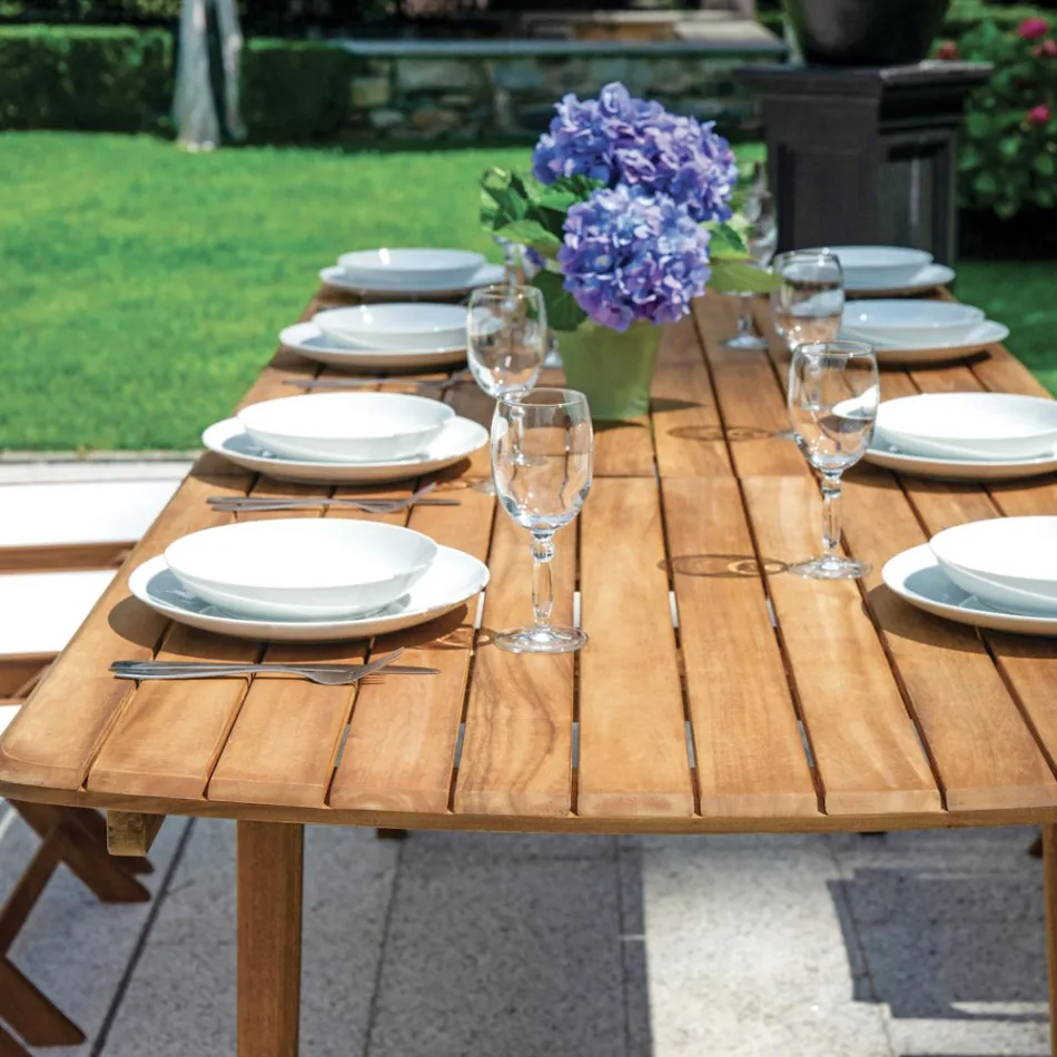 Mesa Extensível até 240 cm para Jardim em Madeira de Acácia - Sereno Viadurini