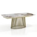Mesa extensível até 260 cm com acabamento em cerâmica, mármore e metal - Veneto