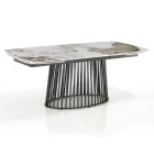 Mesa extensível até 260 cm com acabamento em cerâmica, mármore e metal - Veneto Viadurini