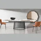 Mesa extensível até 260 cm com acabamento em cerâmica, mármore e metal - Veneto Viadurini