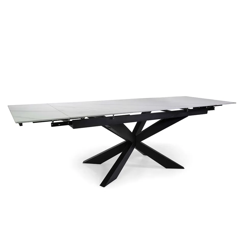Mesa extensível 260 cm em metal e pedra sintética - Underwater Viadurini