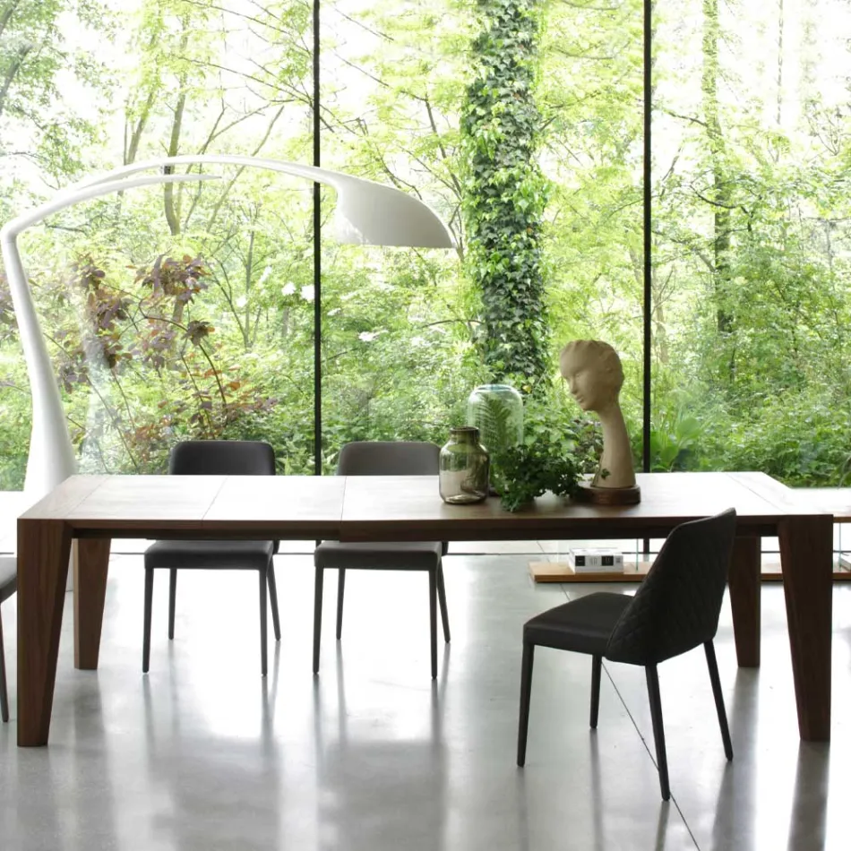 Mesa extensível até 265 cm em madeira de nogueira Canaletto Made in Italy - Orchidea Viadurini