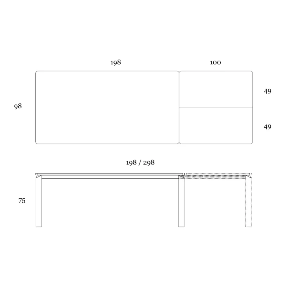 Mesa extensível até 298 cm em cerâmica e metal Made in Italy - Tulip Viadurini