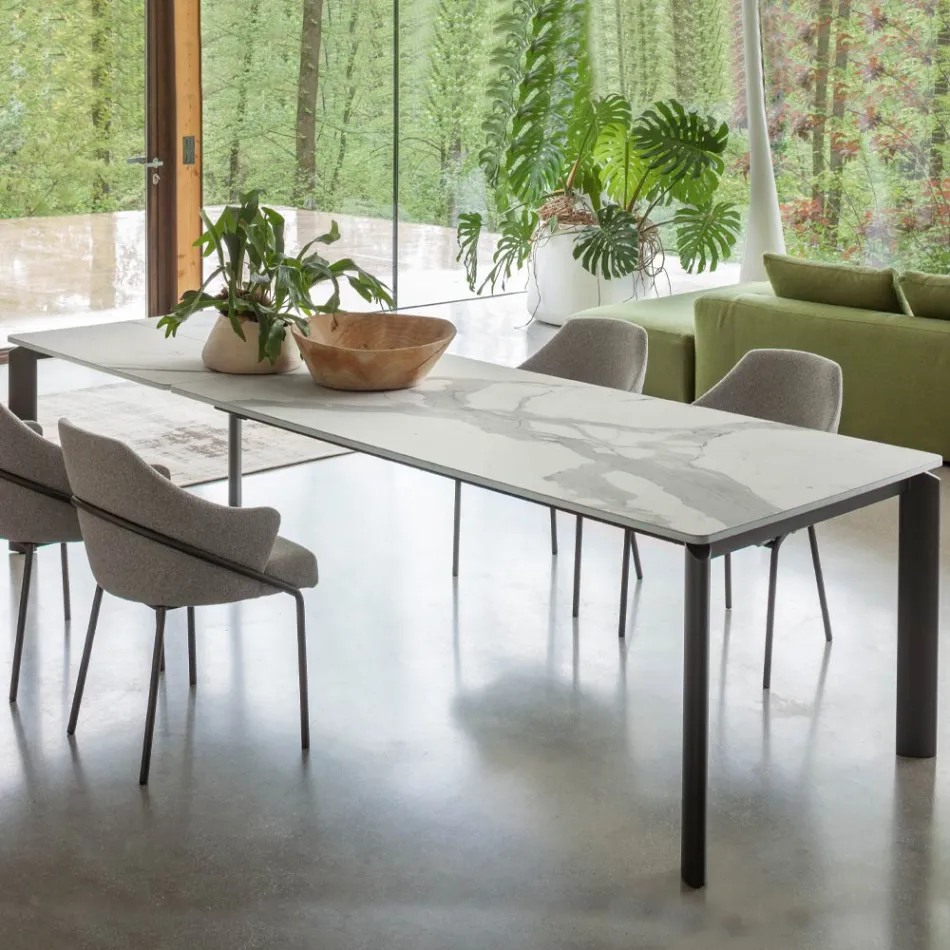 Mesa extensível até 298 cm em Cerâmica e Metal Made in Italy - Tulip Viadurini