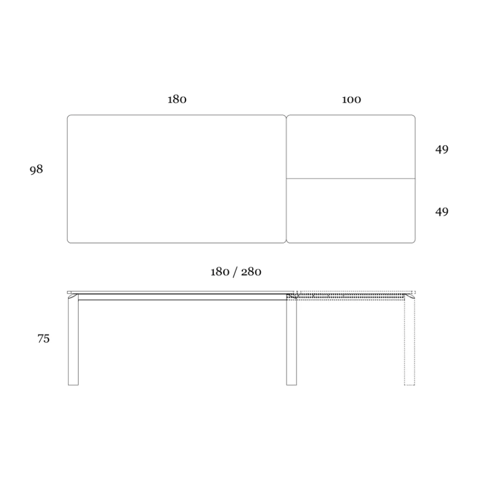 Mesa extensível até 298 cm em Cerâmica e Metal Made in Italy - Tulip Viadurini