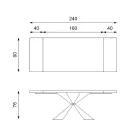 Mesa Extensível até 300 cm com Base Metálica e Tampo em Carvalho - Azul Marinho Viadurini