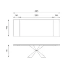 Mesa Extensível até 300 cm com Base Metálica e Tampo em Carvalho - Azul Marinho Viadurini