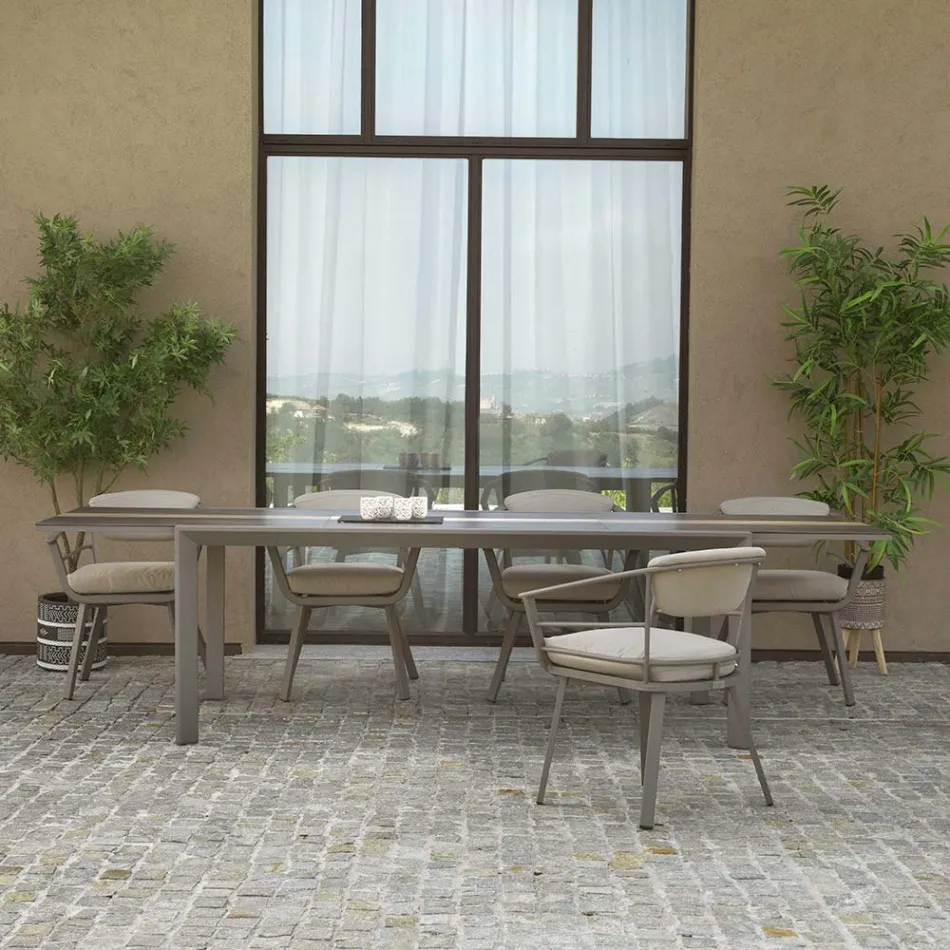 Mesa extensível de 300 cm em alumínio com inserções em HPL - Righello Viadurini