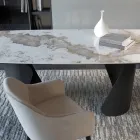 Mesa Extensível 300 cm em Metal e Tampo em Pedra Sinterizada - Taviria Viadurini