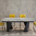 Mesa Extensível 300 cm em Metal e Tampo em Pedra Sinterizada - Taviria Viadurini