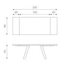 Mesa Extensível até 300 cm em Folheado de Carvalho e Base em Alumínio - Travis Viadurini