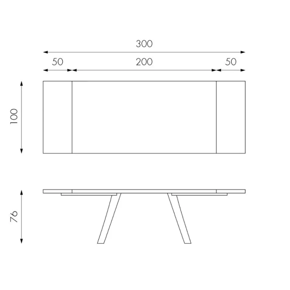 Mesa Extensível até 300 cm em Folheado de Carvalho e Base em Alumínio - Travis Viadurini