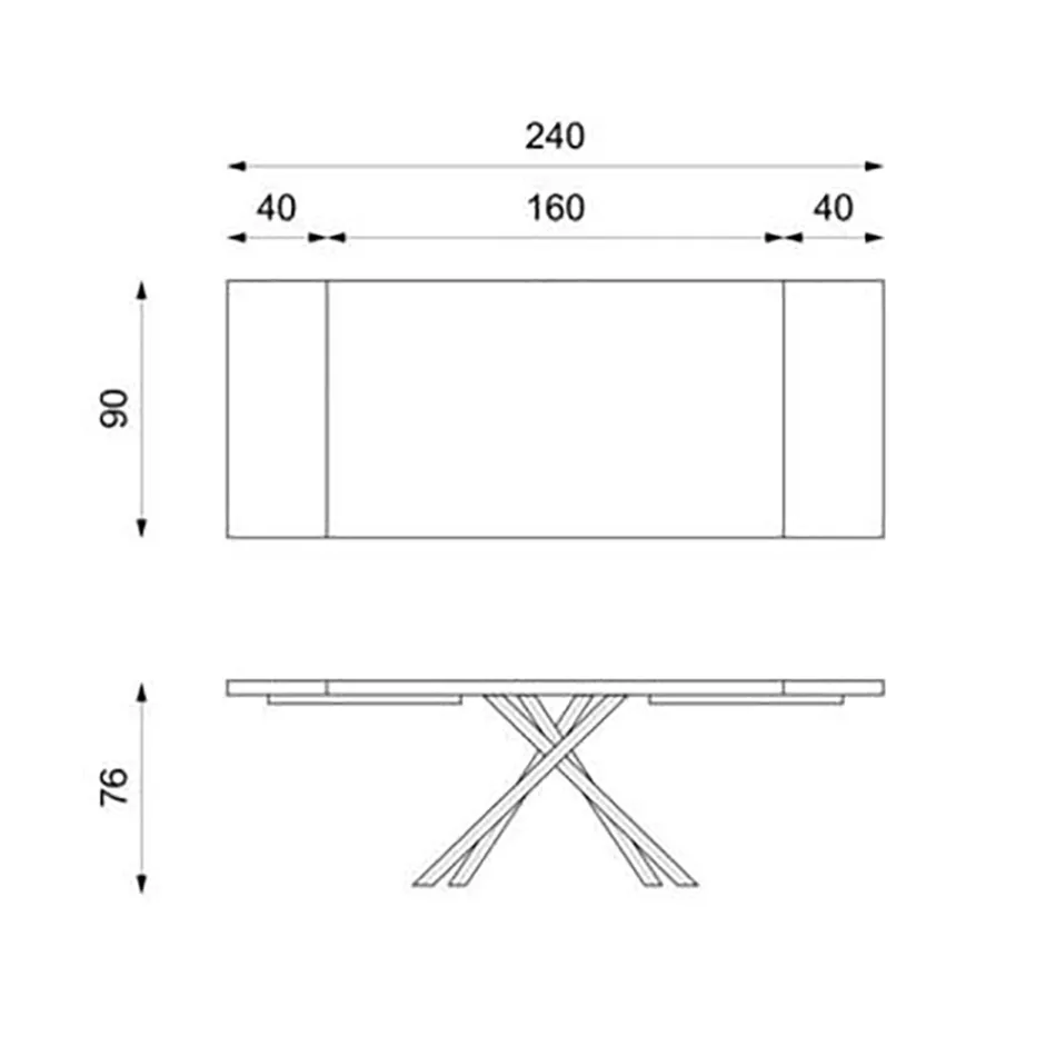 Mesa Extensível até 300 cm em Folheado de Carvalho e Base em Metal Preto - Xino Viadurini