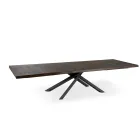 Mesa Extensível até 300 cm em Folheado de Carvalho e Base em Metal Preto - Xino Viadurini