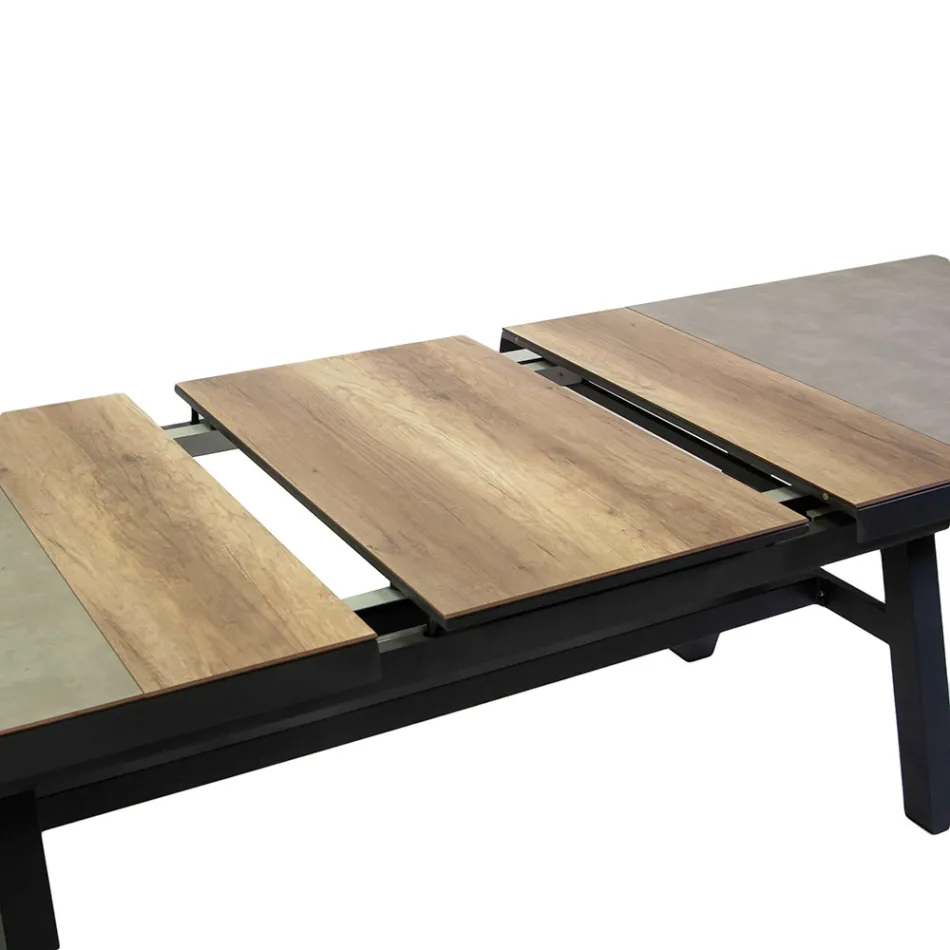 Mesa extensível 303 cm em alumínio com tampo HPL - Righello Viadurini