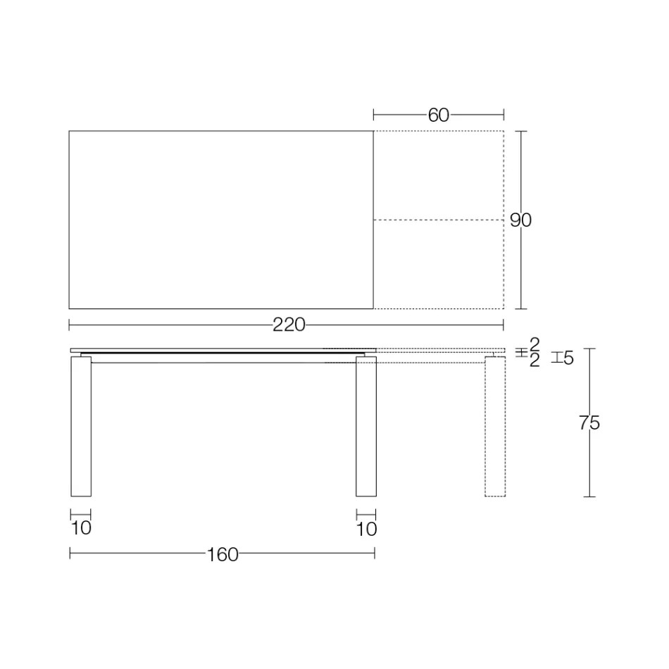 Mesa Extensível 310 cm com Tampo Laminado e Base Metálica - Spilla Viadurini