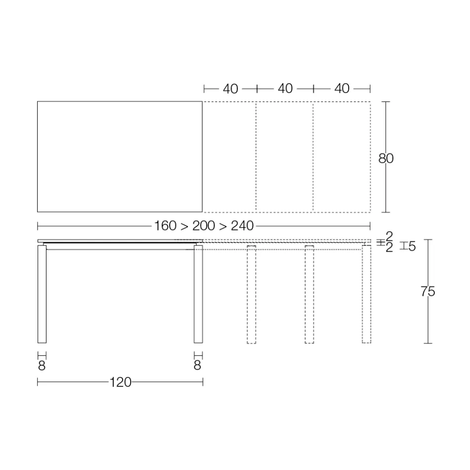 Mesa Extensível 310 cm com Tampo Laminado e Base Metálica - Spilla Viadurini