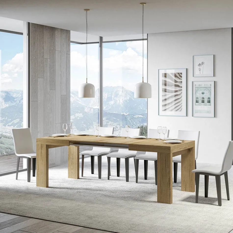 Mesa extensível até 440 cm em micropartículas de madeira Made in Italy - Árvore Viadurini