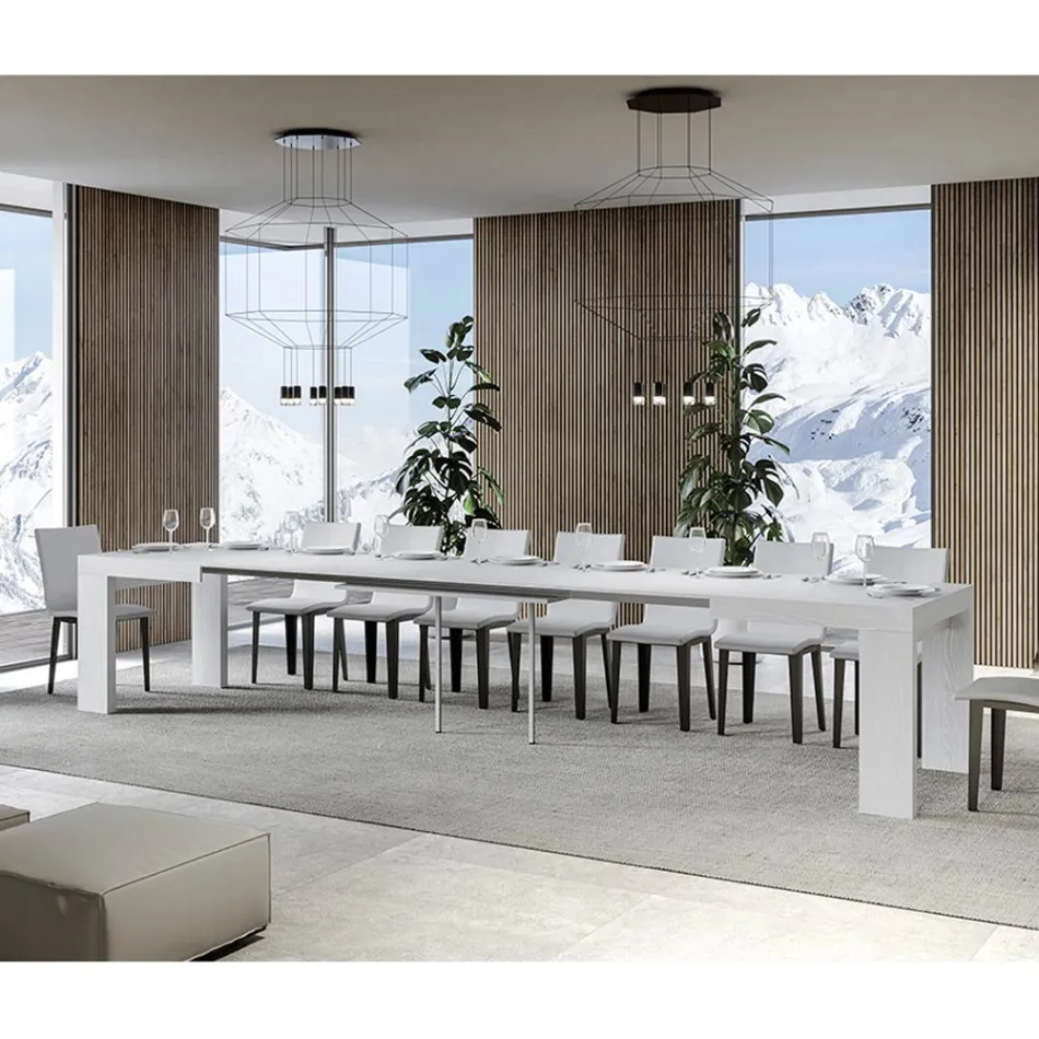 Mesa extensível até 440 cm em micropartículas de madeira Made in Italy - Árvore Viadurini