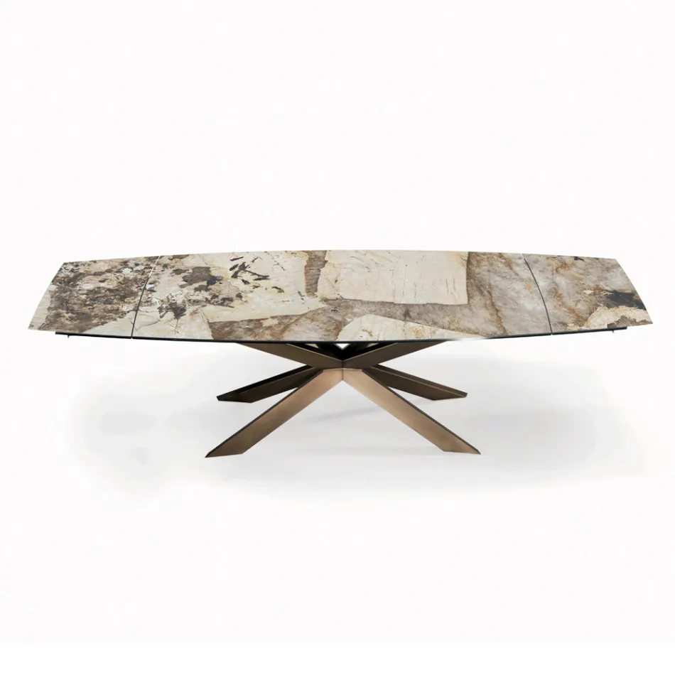 Mesa extensível em formato de barril com extensões integradas Made in Italy - Grotta Viadurini