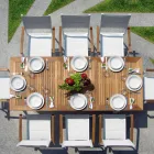 Mesa Borboleta Extensível até 210 cm em Alumínio e Tampo Teca - Incanto Viadurini