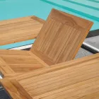 Mesa Borboleta Extensível até 210 cm em Alumínio e Tampo Teca - Incanto Viadurini