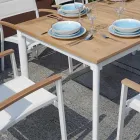 Mesa Borboleta Extensível até 210 cm em Alumínio e Tampo Teca - Incanto Viadurini