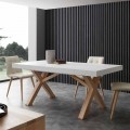 Mesa de jantar extensível branca Rico, com moldura de madeira maciça