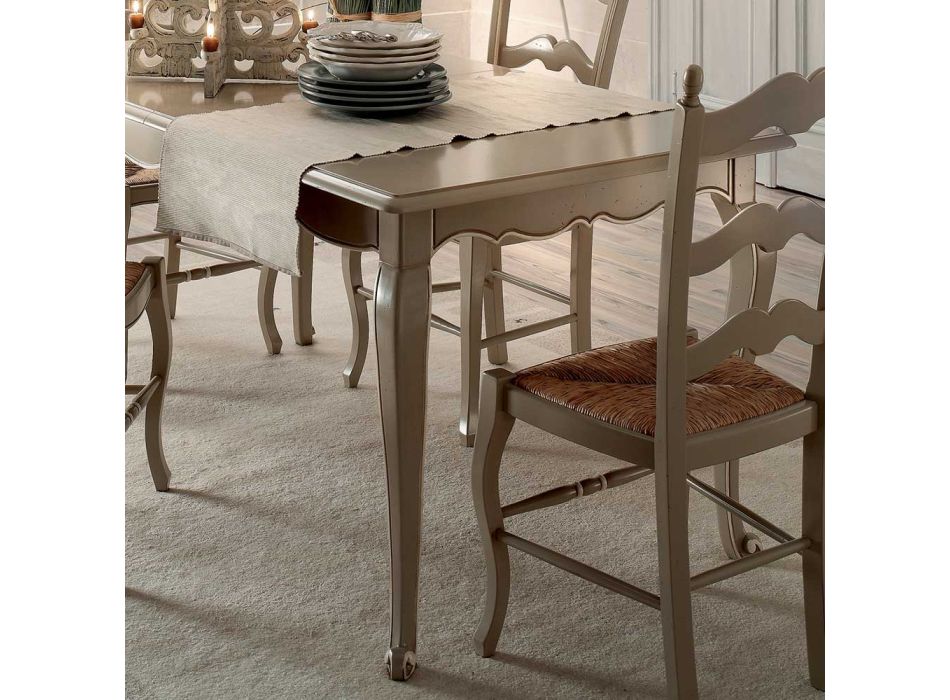 Mesa extensível com 4 cadeiras em cinza claro Dove Made in Italy - Celestino Viadurini