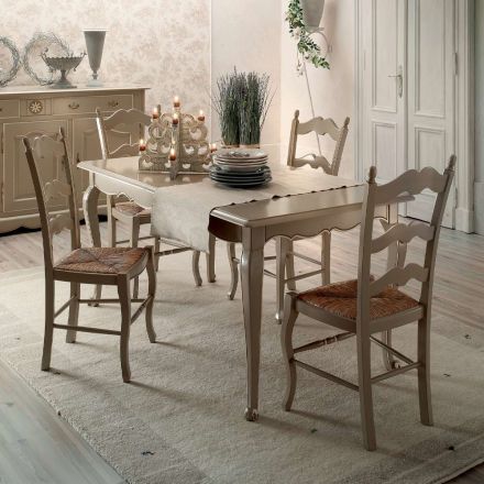 Mesa extensível com 4 cadeiras em cinza claro Dove Made in Italy - Celestino Viadurini